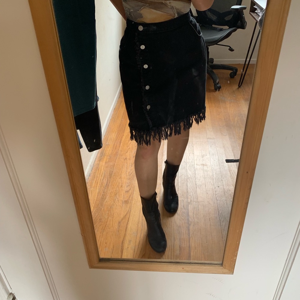 Black denim skirt